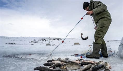 Buzla kaplı gölde 30 yıldır 'Eskimo usulü' balık avlıyor